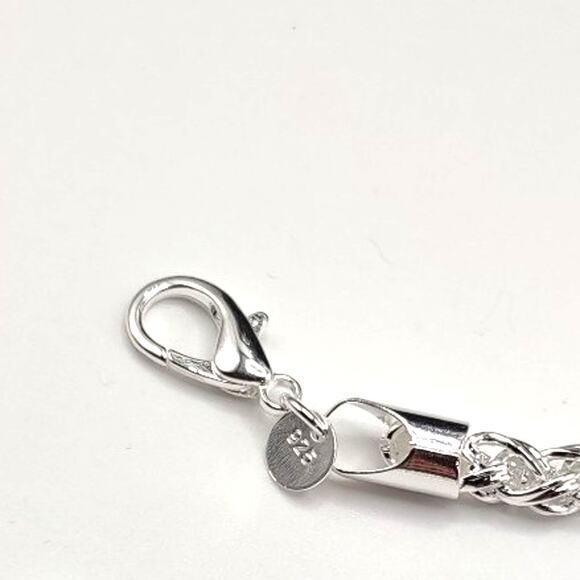 22 Silver Plated Necklace Men\'s 6mm Braided Chain Birthday Valentine\'s Gift